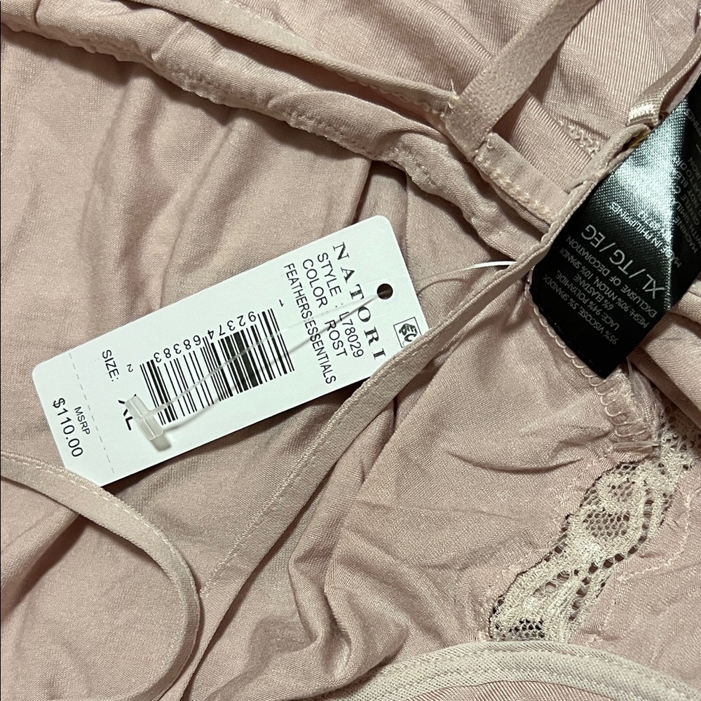 NWT Light Pink Lace Trim Slip Sexy Nightgown with Mesh & Lace Size XL $110 - Picture 5 of 6